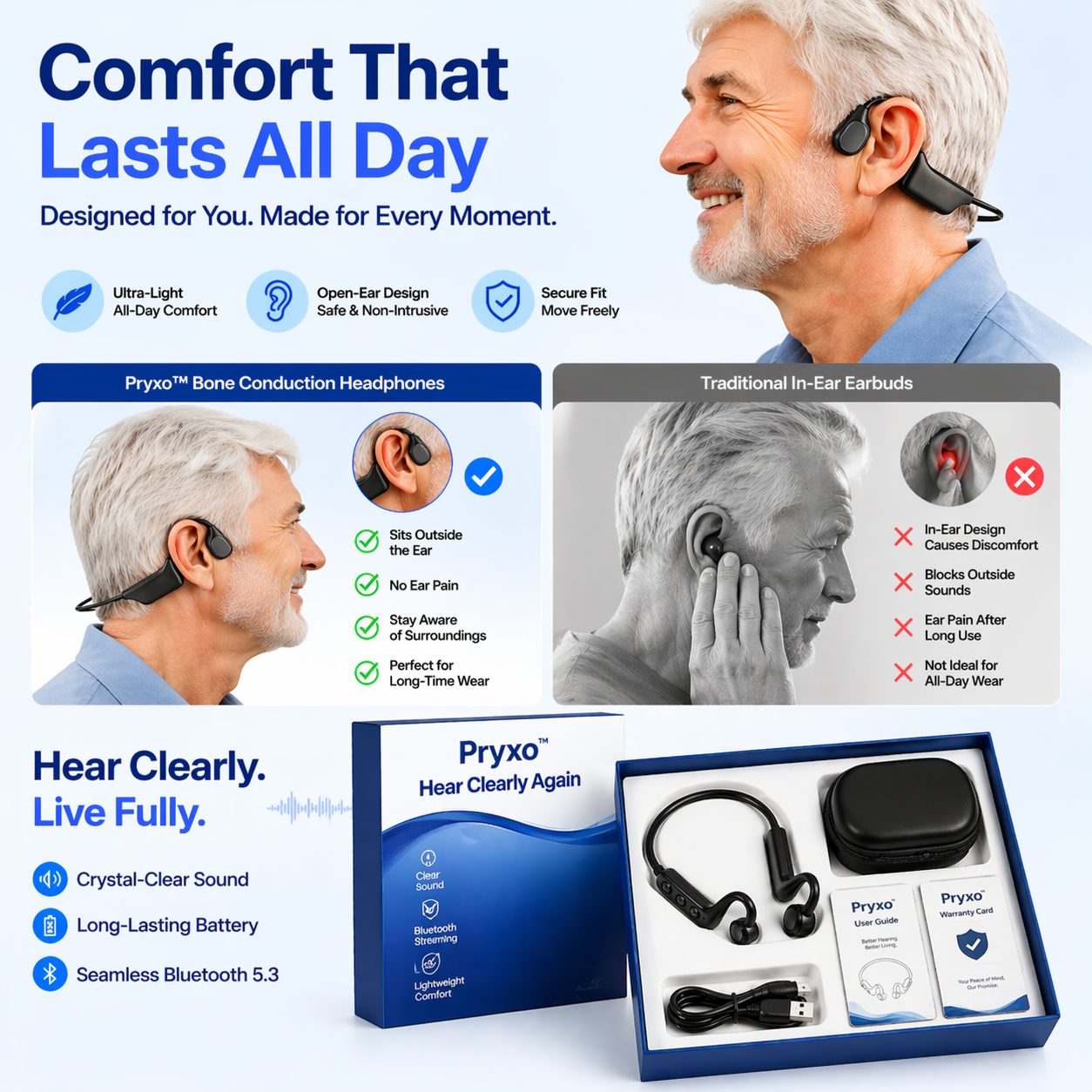 ⏰ Last Chance: 83% OFF Today!👂Advanced Open-Ear Bone Conduction Hearing Aid 💖Hear More. Live More.