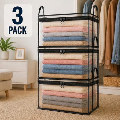 ⏰🔥LIMITED TIME 50% OFF! 🏠 📦Portable Large Heavy-Duty Thick Plastic Clear Storage Box with Hinged Lid | Home, Travel & Camping