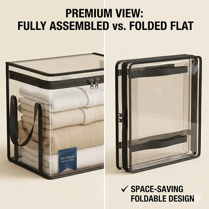 🔥Hot Sale 50% 0FF🔥Clear Flip-Top Storage Box – Space-Saving Organizer for Books, Clothes & Home Essentials-EV